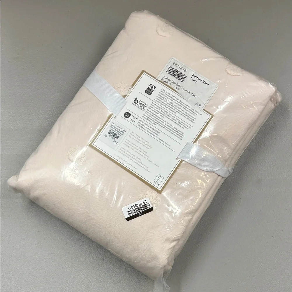 Pottery Barn Tufted Dot Blackout Curtain Window Panel Blush Pink 52